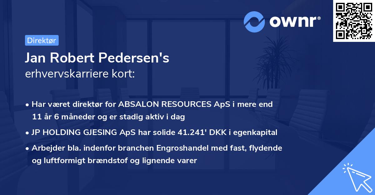 Jan Robert Pedersen's erhvervskarriere kort