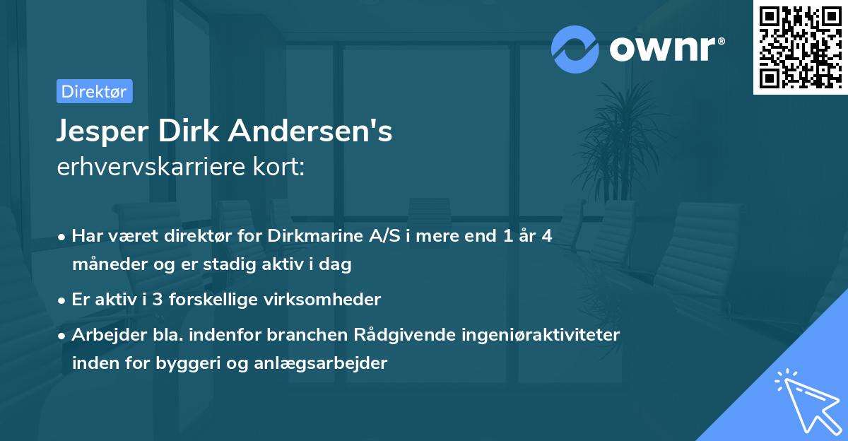 Jesper Dirk Andersen's erhvervskarriere kort