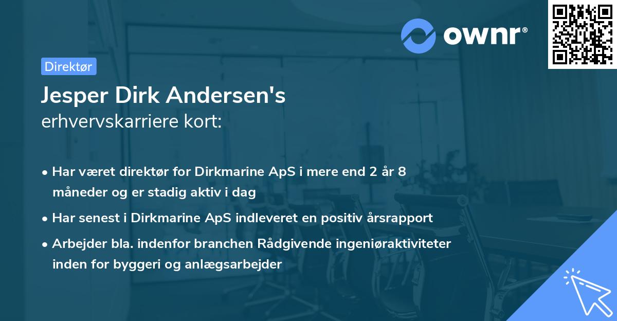 Jesper Dirk Andersen's erhvervskarriere kort