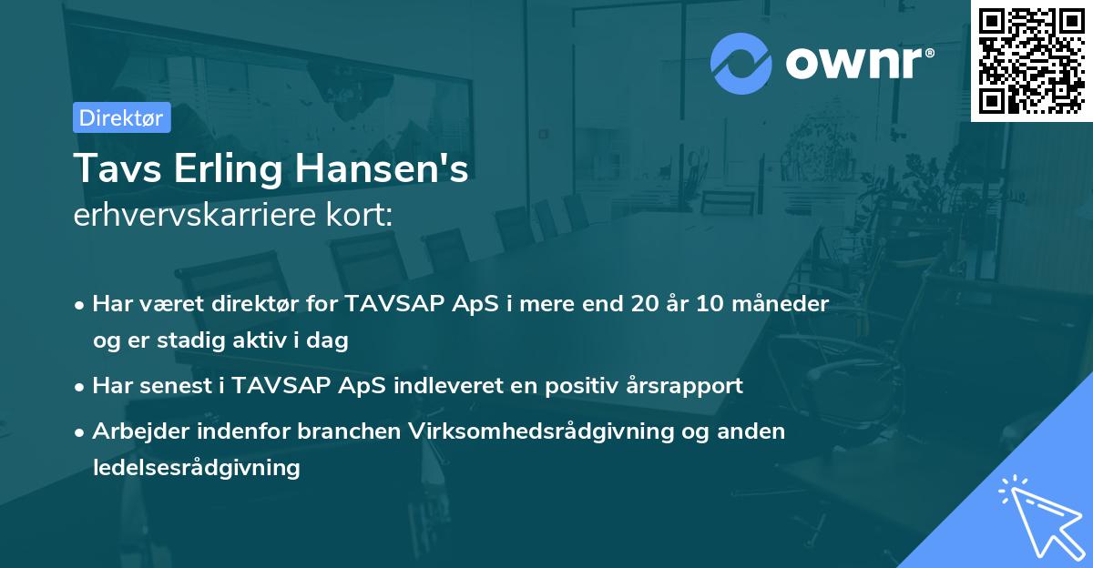 Tavs Erling Hansen's erhvervskarriere kort
