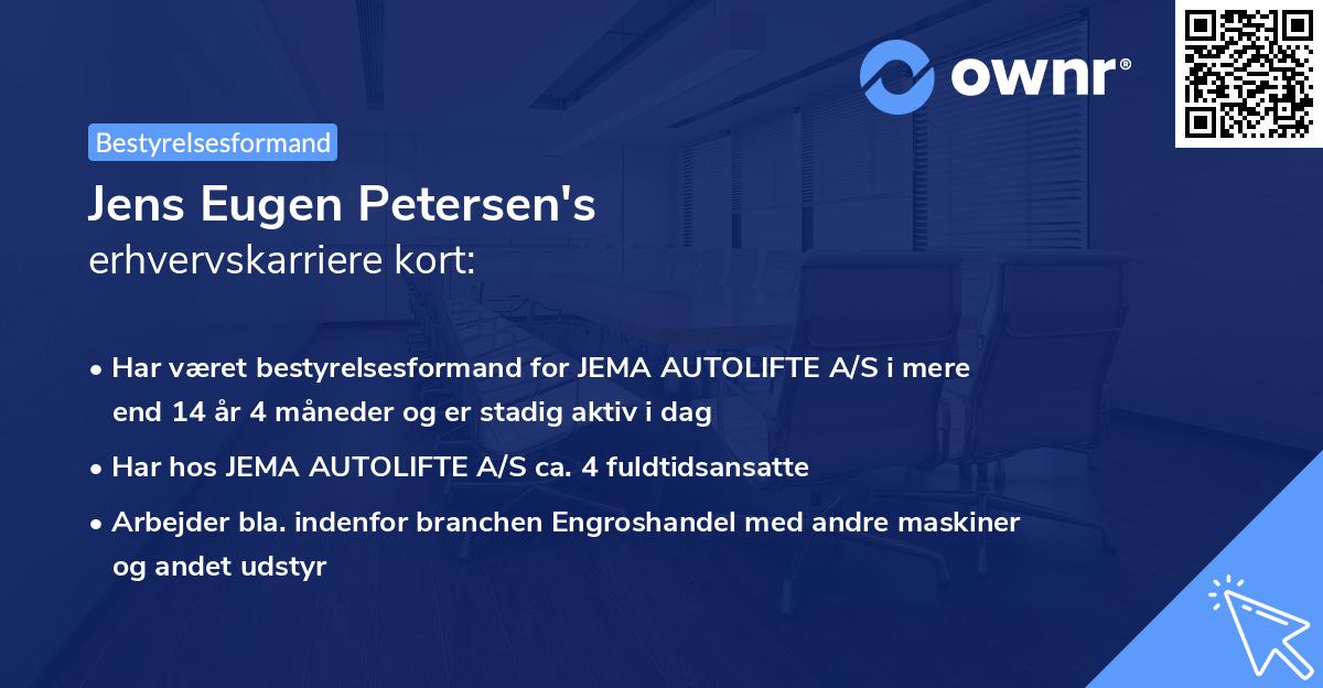 Jens Eugen Petersen's erhvervskarriere kort