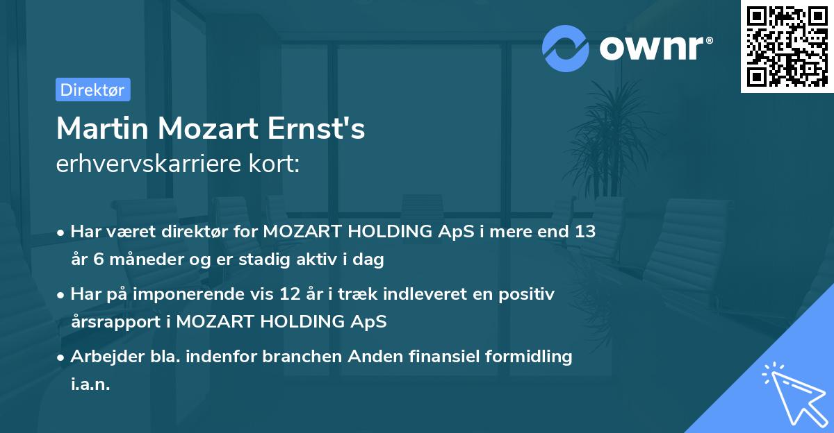 Martin Mozart Ernst's erhvervskarriere kort