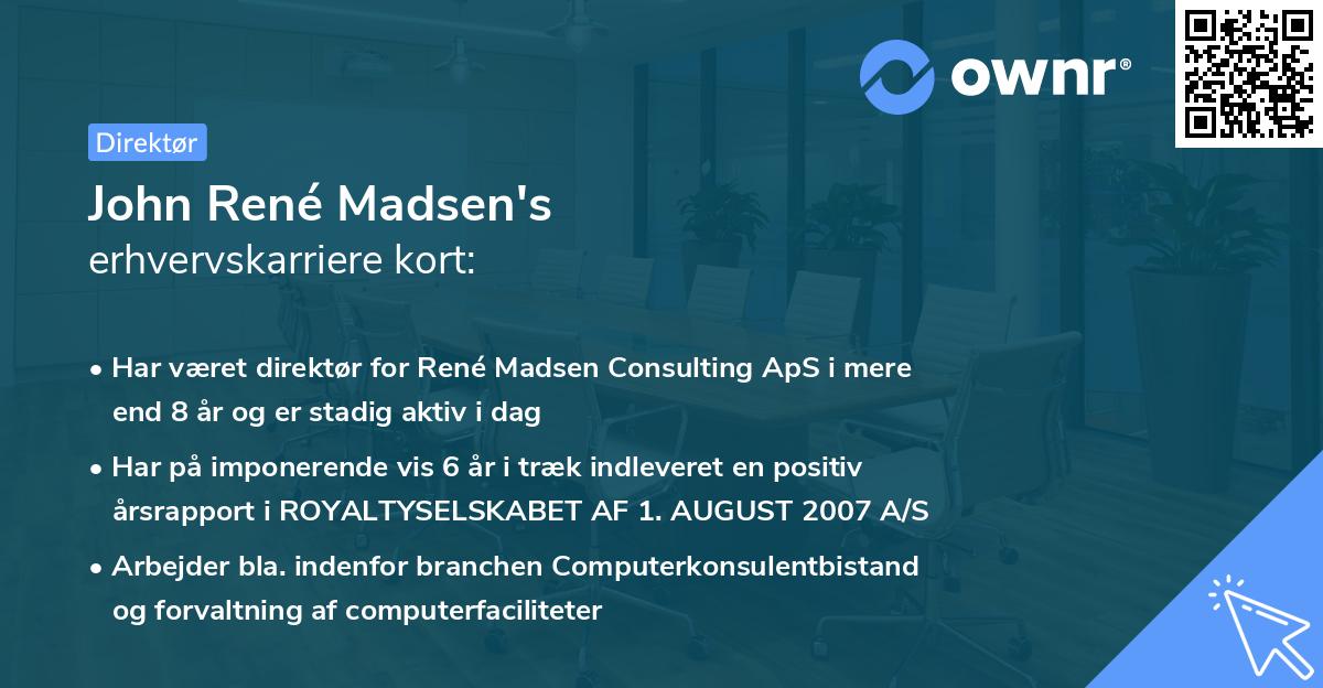 John René Madsen's erhvervskarriere kort