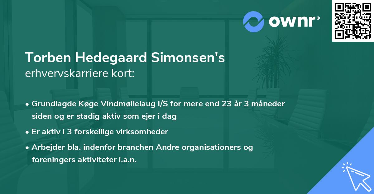 Torben Hedegaard Simonsen's erhvervskarriere kort