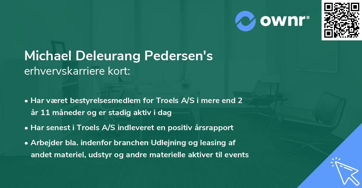 Michael Deleurang Pedersen's erhvervskarriere kort
