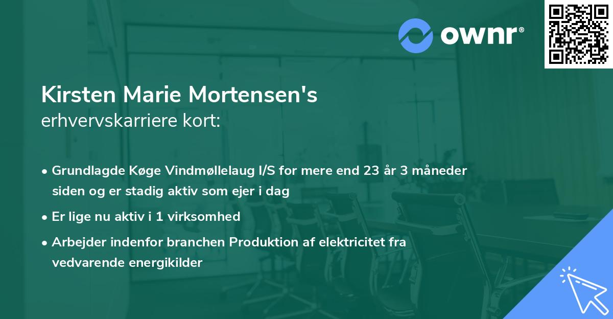 Kirsten Marie Mortensen's erhvervskarriere kort