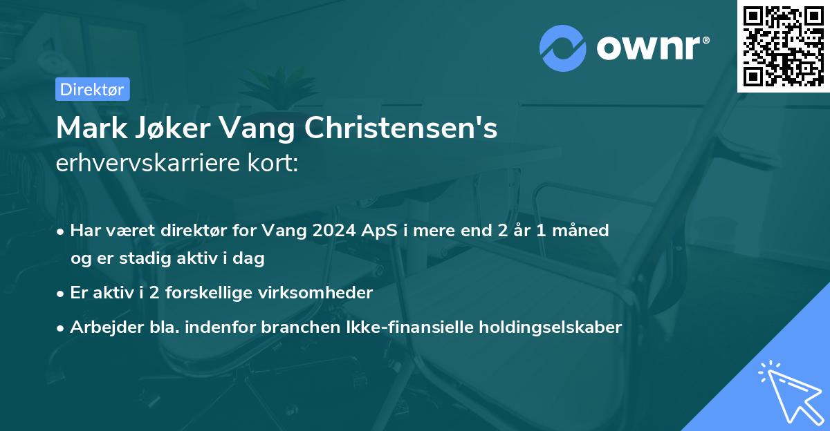 Mark Jøker Vang Christensen's erhvervskarriere kort