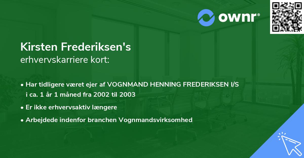 Kirsten Frederiksen's erhvervskarriere kort