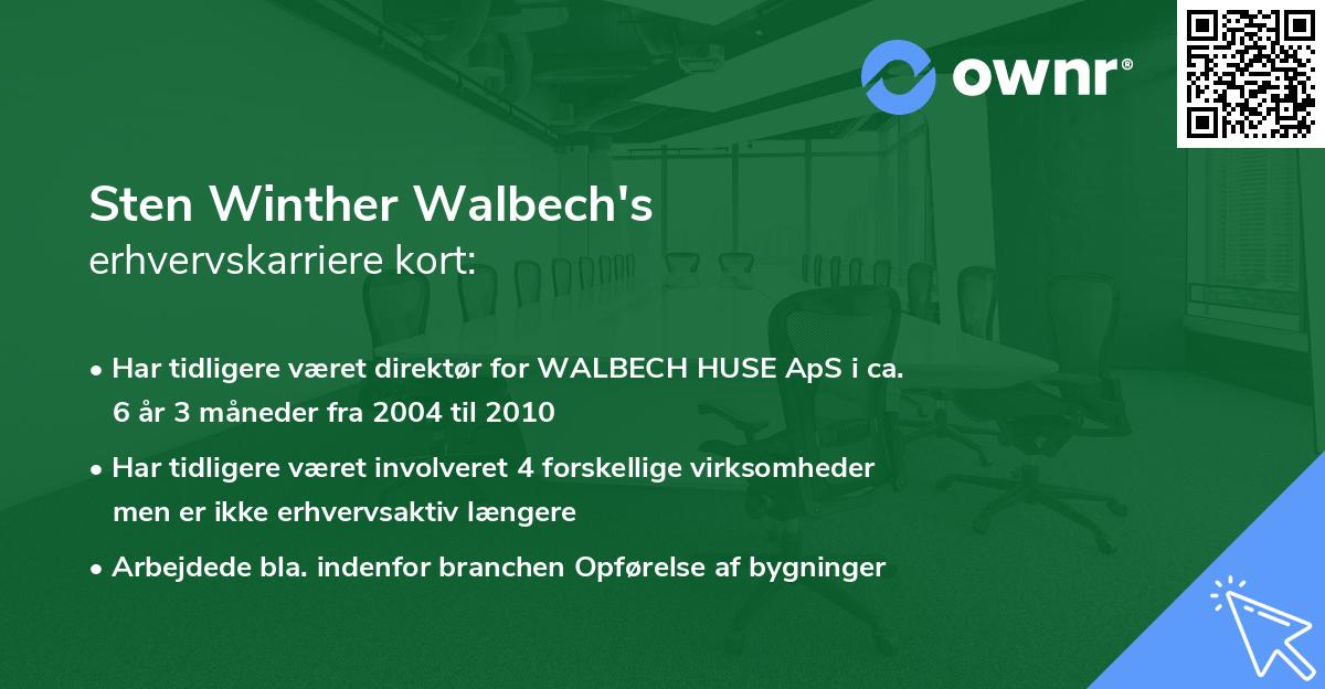 Sten Winther Walbech's erhvervskarriere kort