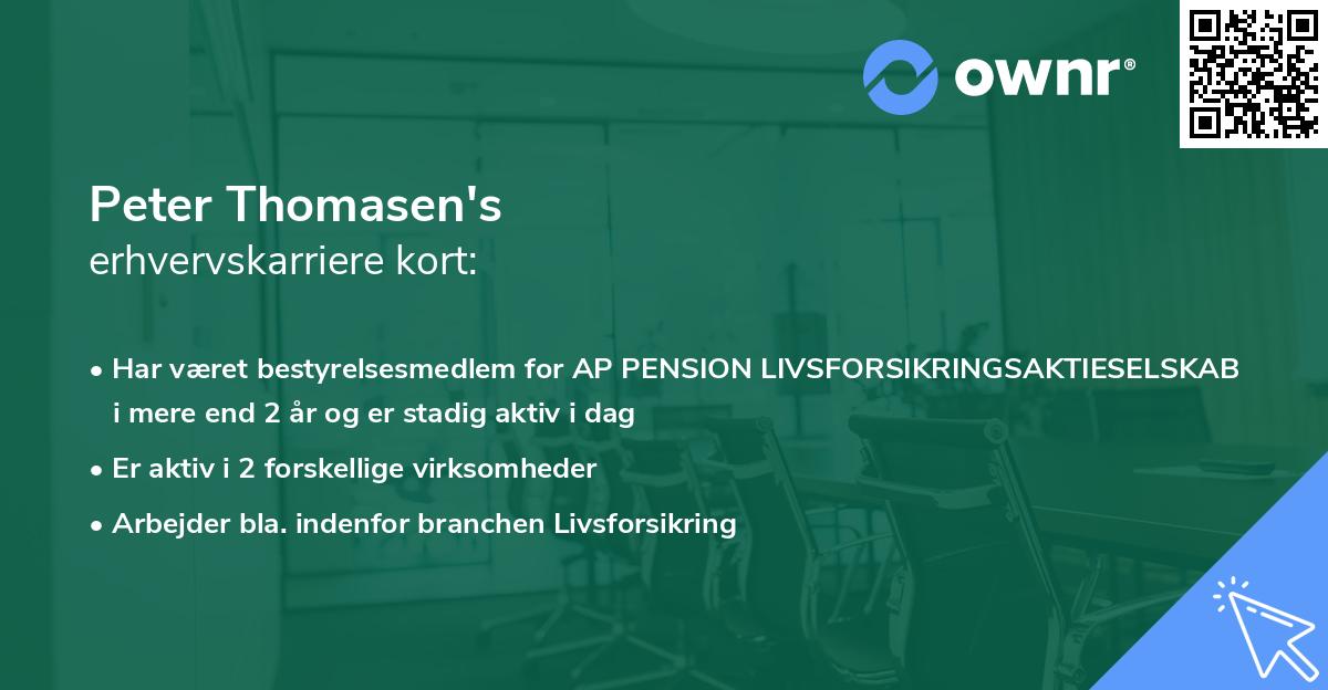 Peter Thomasen's erhvervskarriere kort