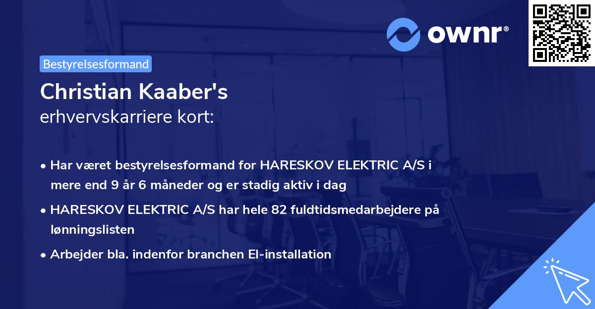 Christian Kaaber's erhvervskarriere kort