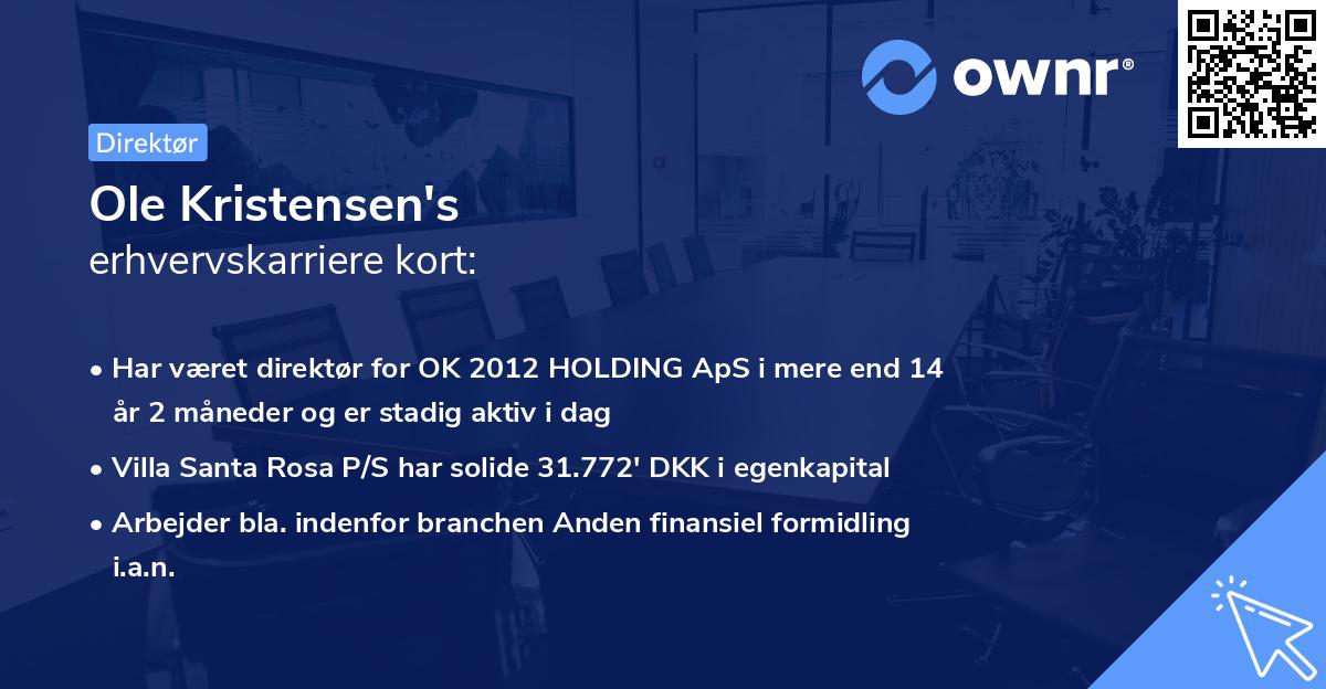 Ole Kristensen's erhvervskarriere kort