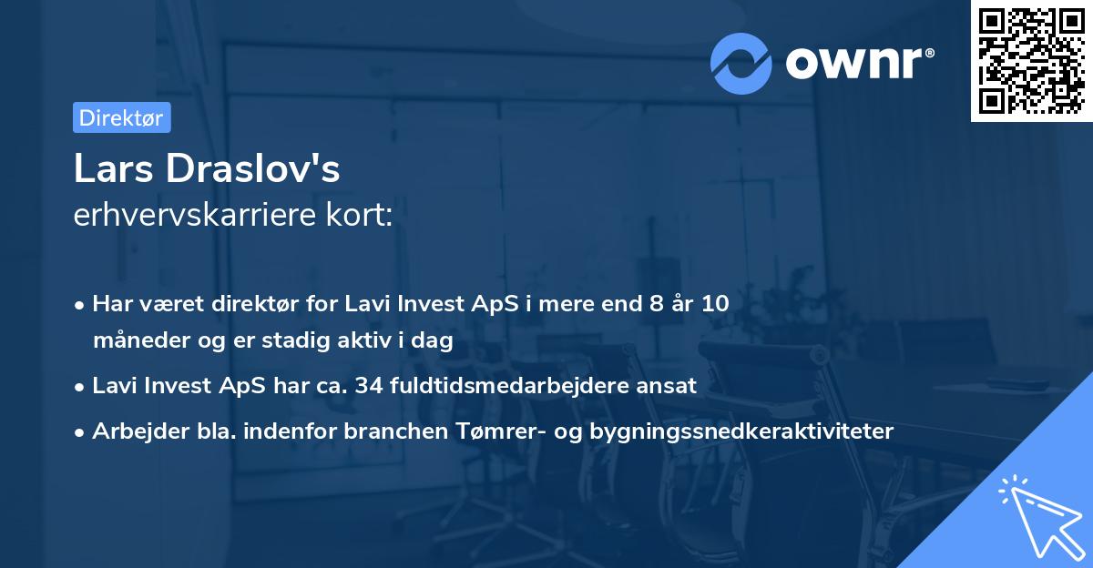 Lars Draslov's erhvervskarriere kort