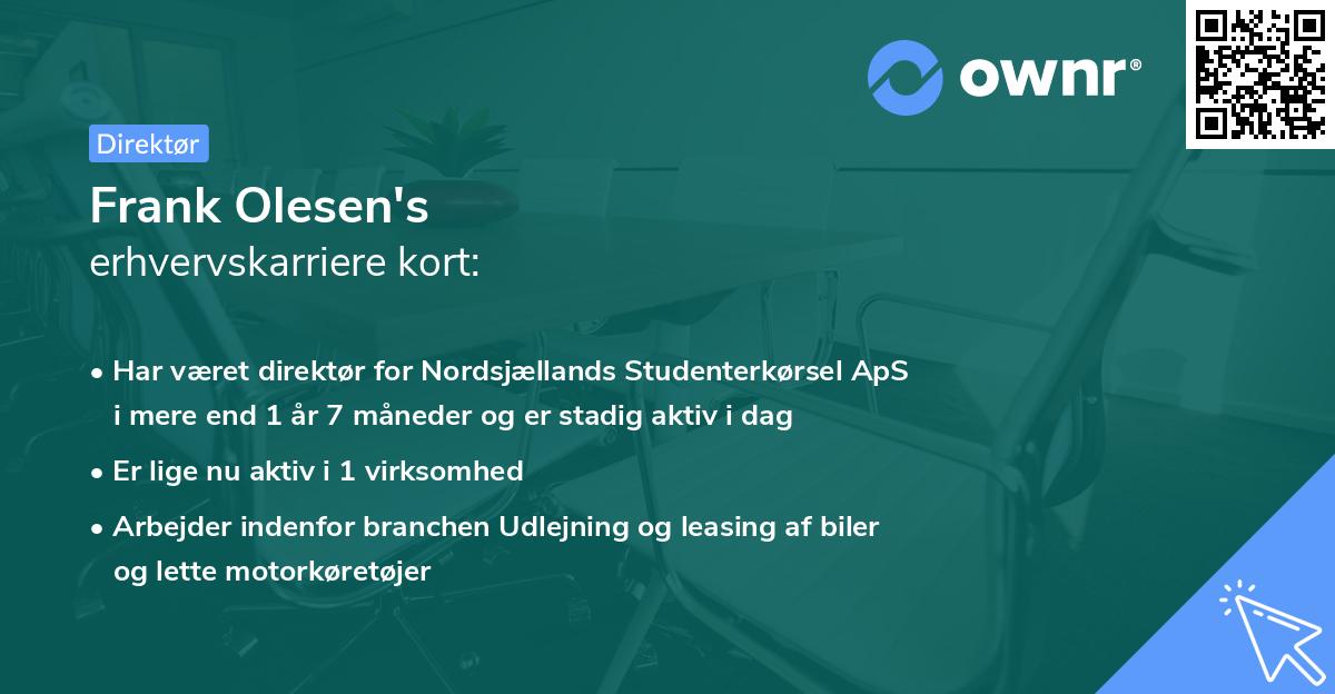 Frank Olesen's erhvervskarriere kort