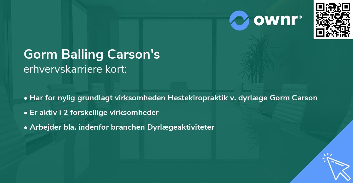 Gorm Balling Carson's erhvervskarriere kort