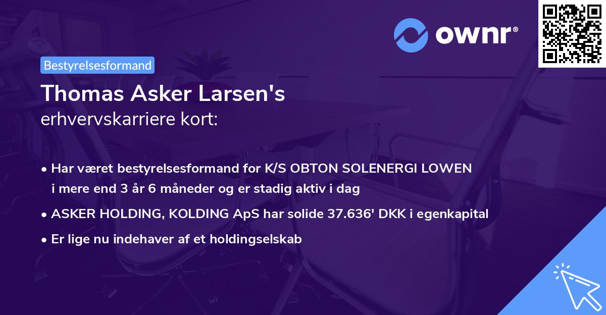 Thomas Asker Larsen's erhvervskarriere kort