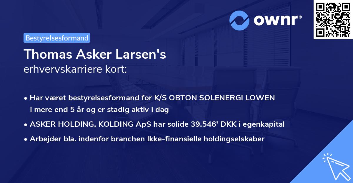 Thomas Asker Larsen's erhvervskarriere kort