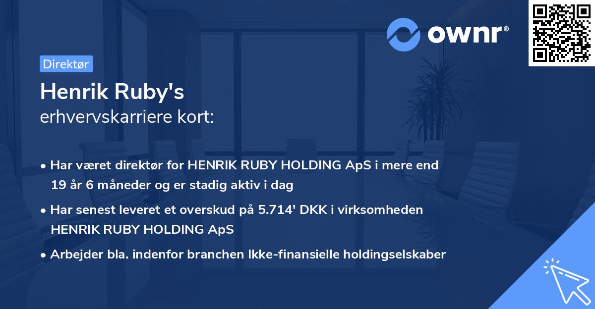 Henrik Ruby's erhvervskarriere kort