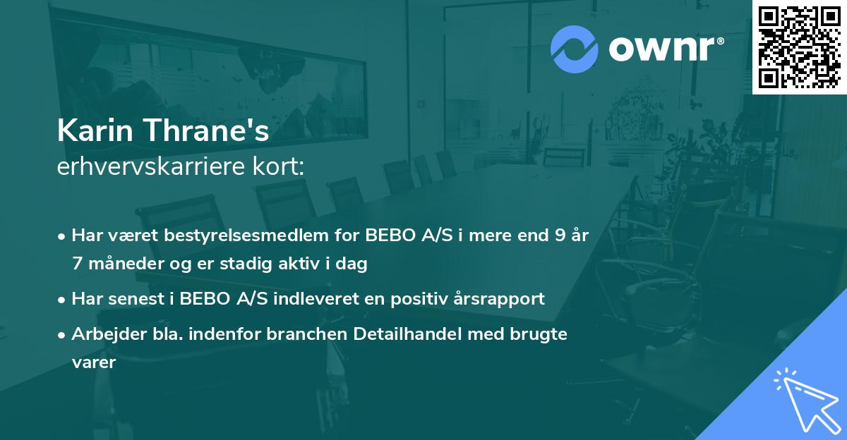 Karin Thrane's erhvervskarriere kort
