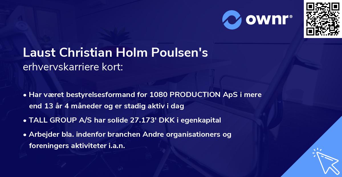 Laust Christian Holm Poulsen's erhvervskarriere kort