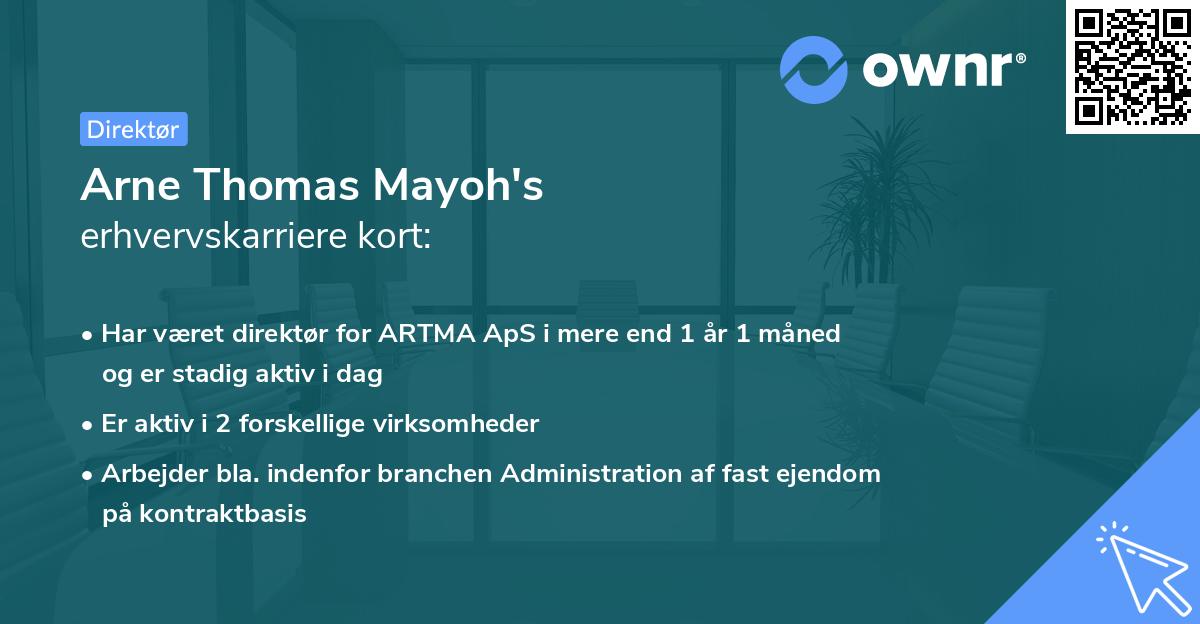 Arne Thomas Mayoh's erhvervskarriere kort