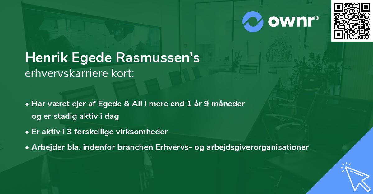 Henrik Egede Rasmussen's erhvervskarriere kort