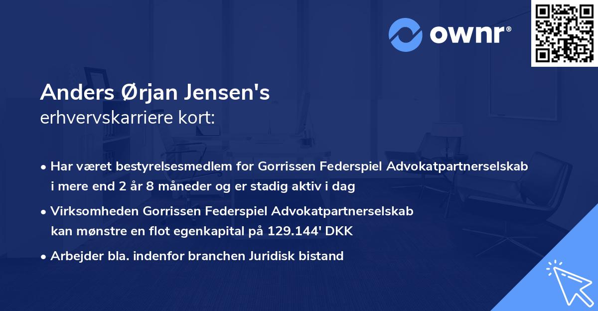 Anders Ørjan Jensen's erhvervskarriere kort