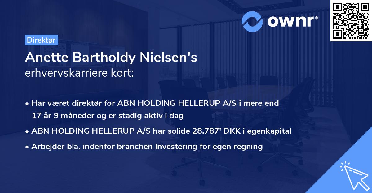 Anette Bartholdy Nielsen's erhvervskarriere kort
