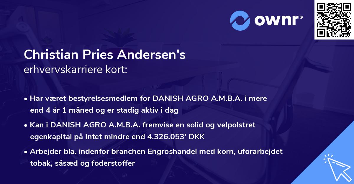 Christian Pries Andersen's erhvervskarriere kort