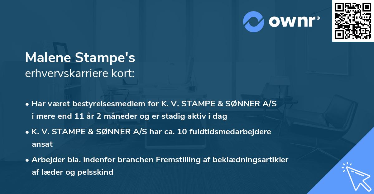 Malene Stampe's erhvervskarriere kort