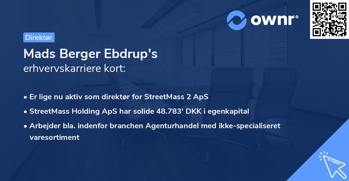 Mads Berger Ebdrup's erhvervskarriere kort