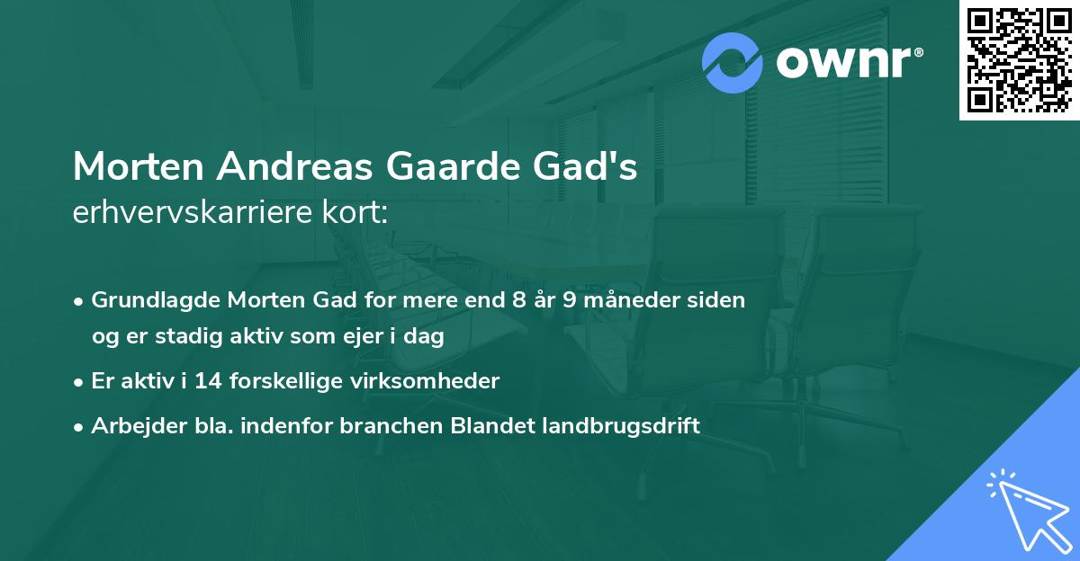 Morten Andreas Gaarde Gad's erhvervskarriere kort