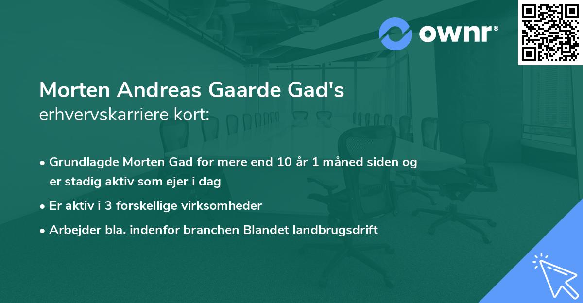 Morten Andreas Gaarde Gad's erhvervskarriere kort
