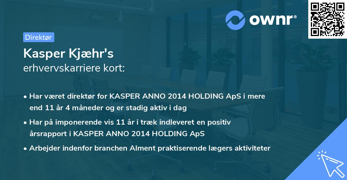 Kasper Kjæhr's erhvervskarriere kort