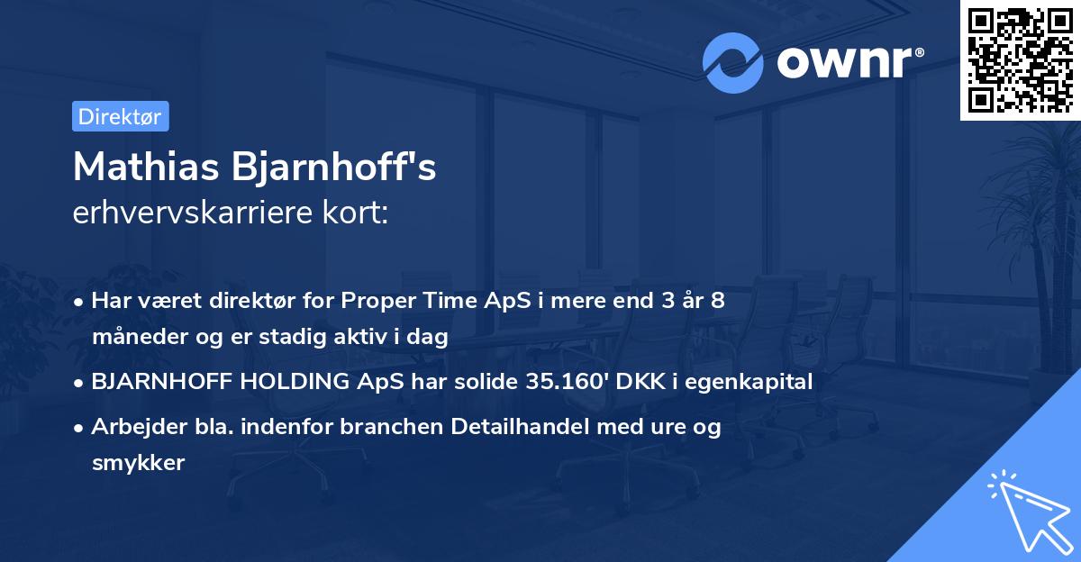 Mathias Bjarnhoff's erhvervskarriere kort