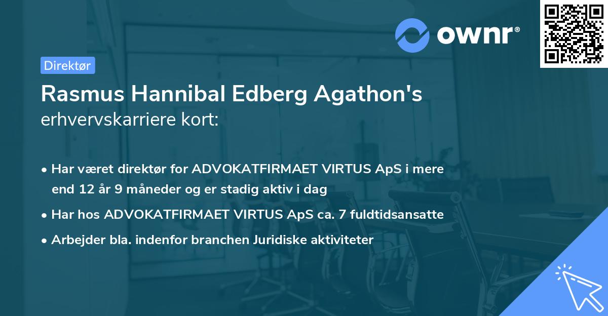Rasmus Hannibal Edberg Agathon's erhvervskarriere kort
