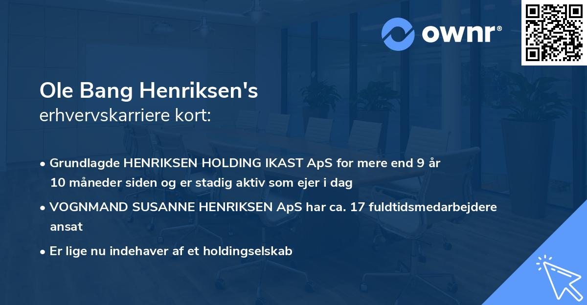 Ole Bang Henriksen's erhvervskarriere kort