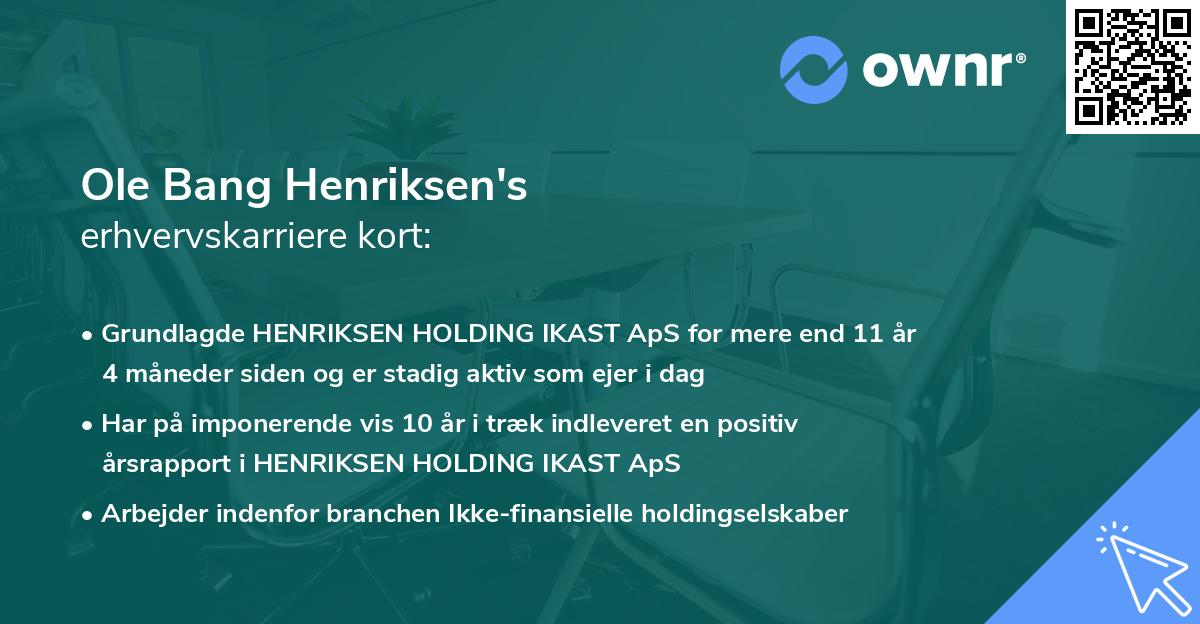 Ole Bang Henriksen's erhvervskarriere kort