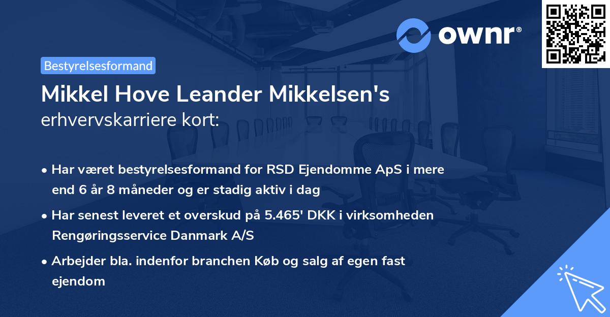 Mikkel Hove Leander Mikkelsen's erhvervskarriere kort