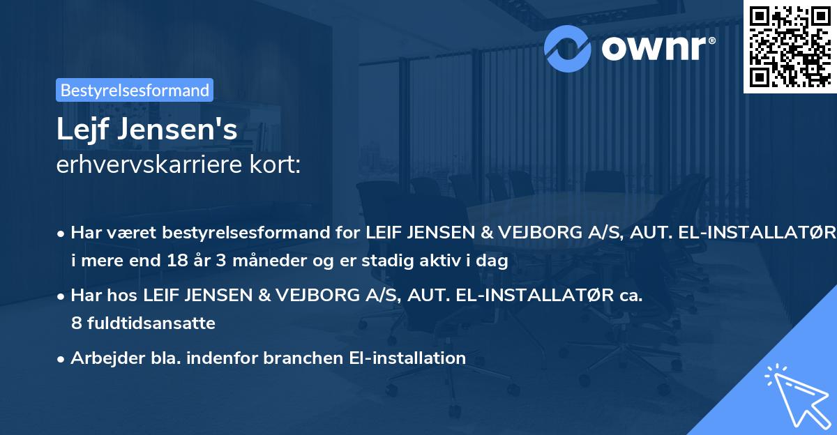 Lejf Jensen's erhvervskarriere kort