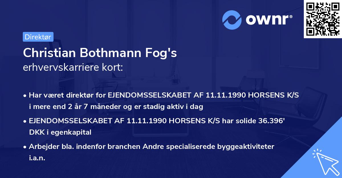 Christian Bothmann Fog's erhvervskarriere kort