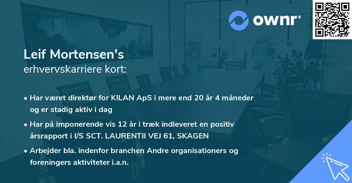 Leif Mortensen's erhvervskarriere kort