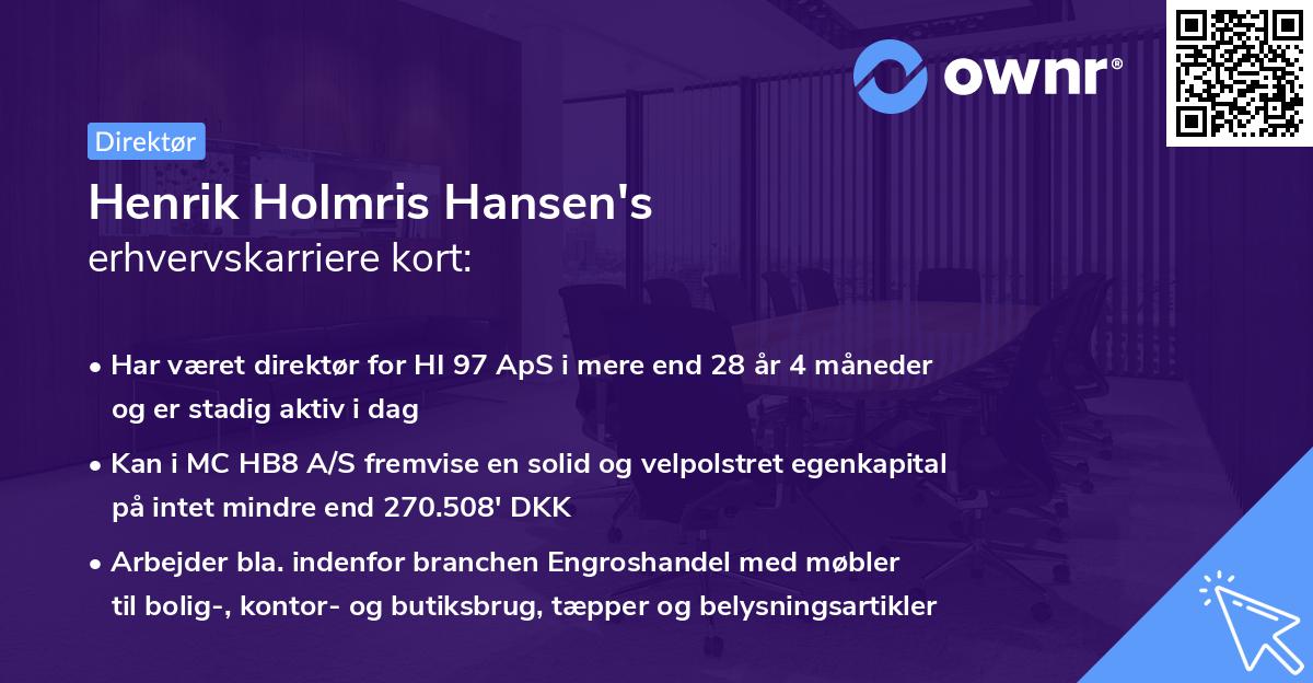 Henrik Holmris Hansen's erhvervskarriere kort