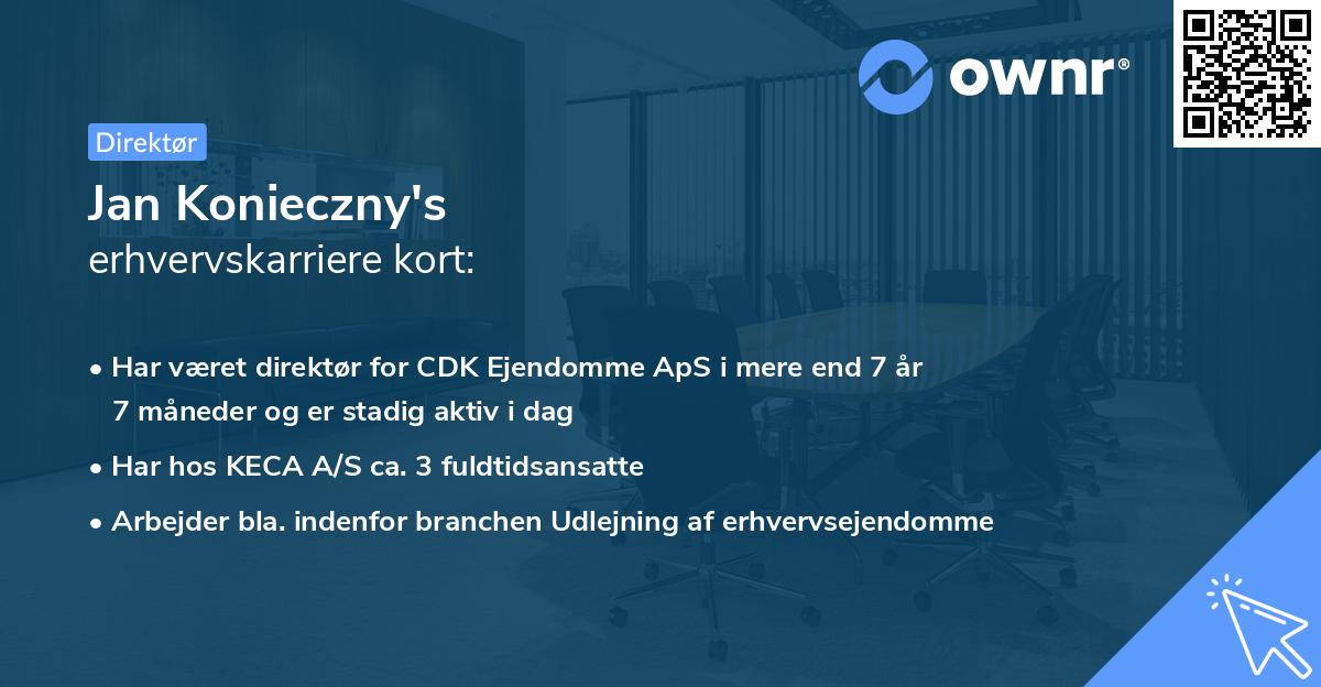 Jan Konieczny's erhvervskarriere kort