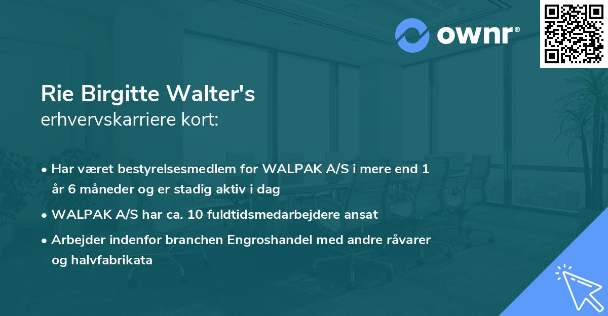 Rie Birgitte Walter's erhvervskarriere kort
