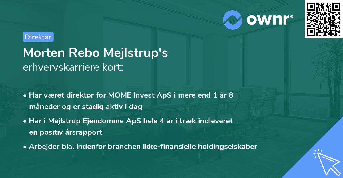 Morten Rebo Mejlstrup's erhvervskarriere kort