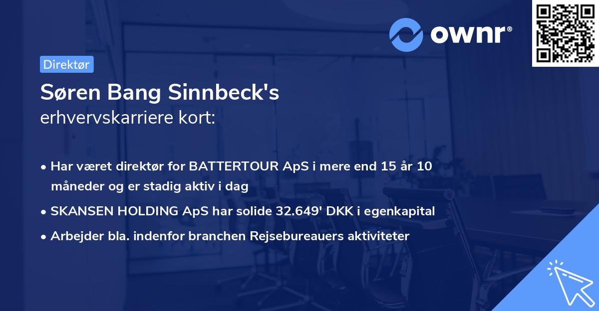 Søren Bang Sinnbeck's erhvervskarriere kort