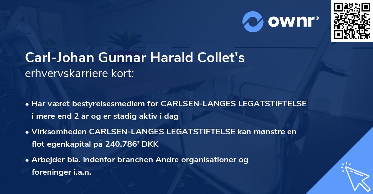 Carl-Johan Gunnar Harald Collet's erhvervskarriere kort