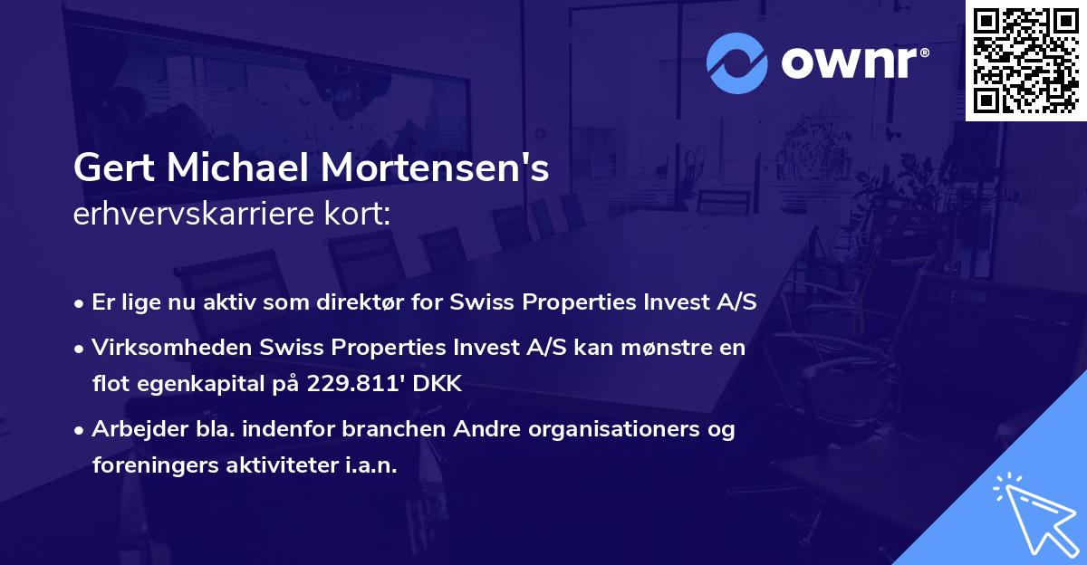 Gert Michael Mortensen's erhvervskarriere kort