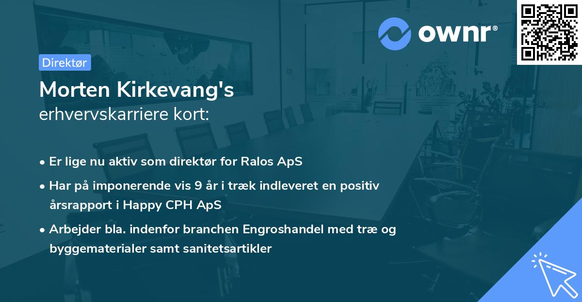 Morten Kirkevang's erhvervskarriere kort